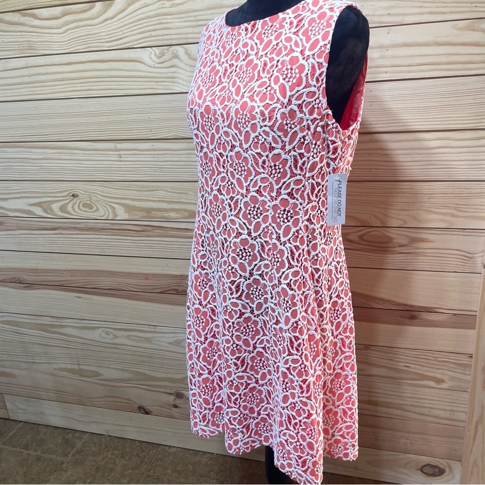 NWT Eva Mendes New York & Co Sleeveless Dress Orange White Lace Plus 16